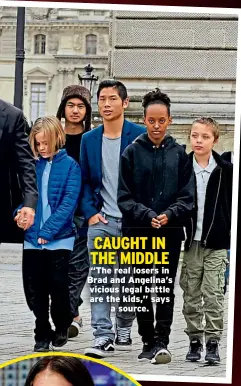  ??  ?? CAUGHT IN THE MIDDLE “The real losers in Brad and Angelina’s vicious legal battle are the kids,” says a source.