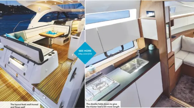  ??  ?? The layout feels well-honed and flows well SEE MORE mby.com/jl33 The dinette folds down to give the master bed a bit more length