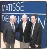  ?? Drew Altizer Photograph­y ?? SFMOMA board Chair Charles Schwab (left), artist Wayne Thiebaud and SFMOMA Director Neal Benezra at the “Matisse/Diebenkorn” exhibition opening.