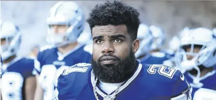  ?? SEAN M. HAFFEY / GETTY IMAGES ?? The NFL’s eight-game suspension of Cowboys running back Ezekiel Elliott over alleged domestic abuse has ignited a war of words between the league and the NFL Players Associatio­n.