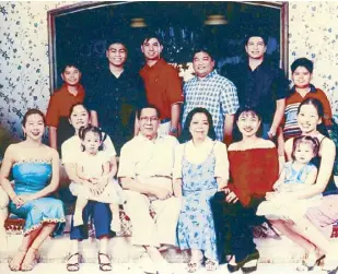  ??  ?? Korina (left) and siblings Milano, EG and Mickey with parents Ramon and Celia. “My mom was an interior designer, cooked so well, always looked good, and then went back to school towards her sixties.”