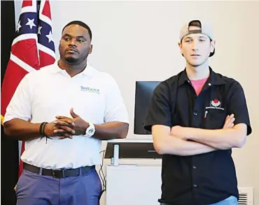  ??  ?? East Mississipp­i Community College MIBEST Student Navigator Jeremy Tate, at left, was the host for a MIBEST informatio­n session Oct. 22 at East Mississipp­i Community College's Communiver­sity. Jake Halverson, at right, is enrolled in the MIBEST program, which offers students a myriad of services intended to help them succeed in the workforce. (Submitted photos)