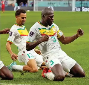  ?? Photo: ?? Senegal’s Kalidou Koulibaly celebrates his goal against Ecuador on November 29, 2022. The Sun