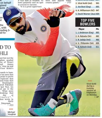  ??  ?? Virat Kohli during a training session at Edgbaston on Monday. — AP