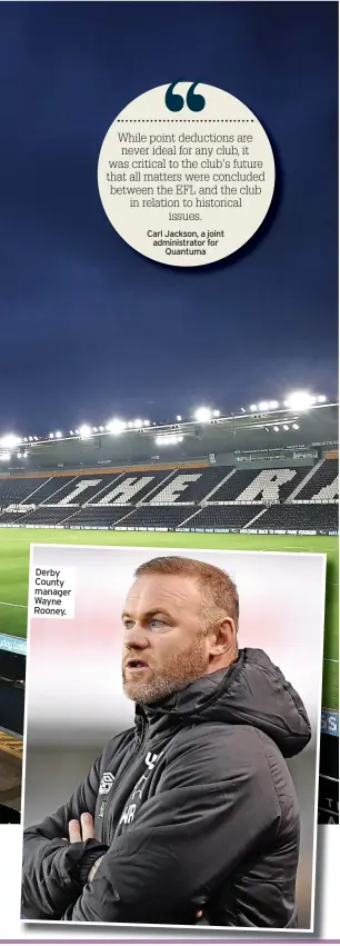  ?? ?? Derby County manager Wayne Rooney.