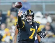  ?? GENE J. PUSKAR / AP ?? On Monday versus the Bears, 18-year veteran Ben Roethlisbe­rger led the Steelers on the 50th gamewinnin­g drive of his career, tying him with Tom Brady for fourth on the all-time list.