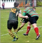  ?? 15_t45rugby04 ?? TRY TIME: Tommy Sutherland, No 3, powers his way over the line to secure the first and only try
of the game.