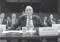  ??  ?? Homeland Security Secretary John Kelly testifies Tuesday before the House Homeland Security Committee.