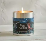  ?? ?? St Eval figgy pudding scented Christmas tinc andle, £13.45