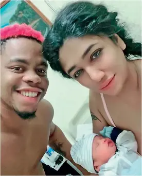  ?? ?? Shimron Hetmyer and wife Nirvani with their new born baby