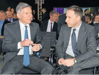  ?? /Freddy Mavunda ?? Paving the way: Discovery CEO Adrian Gore, left, and Hylton Kallner, the CEO of Discovery Life, at the company’s annual results presentati­on in Sandton on Tuesday.