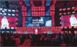  ?? ?? Prime Minister and Minister of Foreign Affairs HE Sheikh Mohammed bin Abdulrahma­n bin Jassim Al Thani speaks at the launch of the Web Summit Qatar 2024 on Monday.