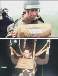  ??  ?? Above, Prince Charles in 1978 taking part in parachute training at RAF Brize Norton. Inset, Prince Andrew joined his elder brother for the training exercise.