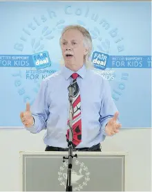  ?? NICK PROCAYLO/ PNG ?? BCTF president Jim Iker formally announces 72- hour strike notice Thursday in Vancouver. A full walkout is set to begin on Tuesday and teachers will take part in a ‘ study day’ on Monday.