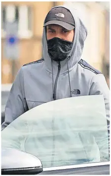  ?? ?? Badger baiter Callum Muir outside Ayr Sheriff Court hiding from camera