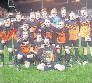  ??  ?? NKF Burbage celebrate winning the County Cup 2017 with a 4-0 win over Thurnby Rangers