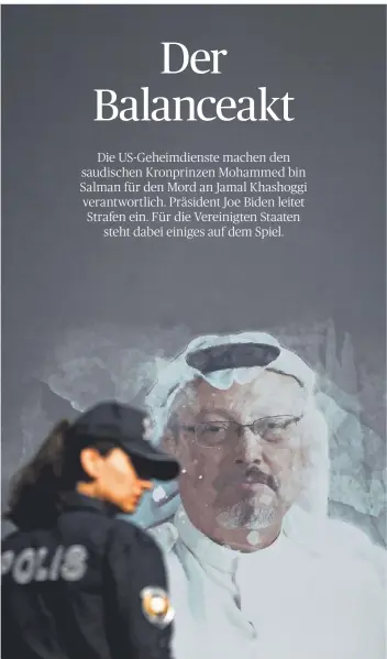  ?? FOTO: LEFTERIS PITARAKIS/DPA ?? Ein Wandbild, das den ermordeten Journalist­en Jamal Khashoggi zeigt.