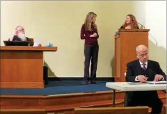  ?? SUBMITTED ?? Jim Metrixin, left, Brenda Redmon, Julie Temple and Neil Donnelly perform a scene in the Dover Players Community Theater’ production of “A Question of Guilt — State v. Davis.”