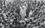  ?? — PTI ?? Naveen Patnaik is welcomed as he arrives to take oath in Bhubaneswa­r on Wednesday.