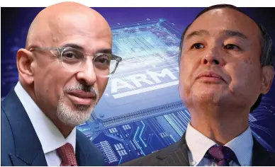  ?? ?? Charm offensive: Nadhim Zahawi ( left) and Masayoshi Son