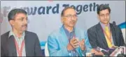  ?? DEEPAK GUPTA/HT PHOTO ?? ■ Dr AS Prasad (centre), course director of the conference along with other dignitarie­s at the 11th Cawnpore Arthroplas­ty Course-2019, in Lucknow on Sunday.