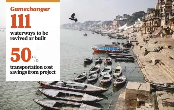 ?? Bloomberg ?? The Rs53.7 billion Ganga waterways project will enable the commercial navigation of vessels.