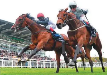  ?? Rex Features ?? Cracksman (left) winning the Derby Trial from Permian at Epsom Downs Racecourse in April 2017. He is trained by John Gosden who has four entries in this year’s renewal.