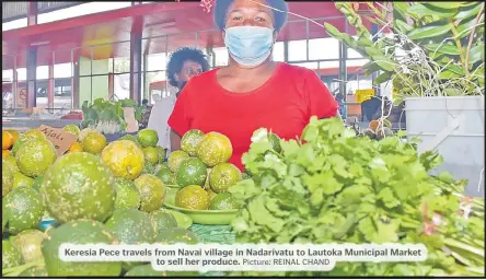  ?? Picture: REINAL CHAND ?? Keresia Pece travels from Navai village in Nadarivatu to Lautoka Municipal Market to sell her produce.
