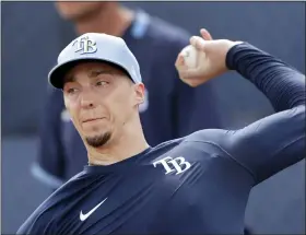  ?? JOHN BAZEMORE — THE ASSOCIATED PRESS ?? Tampa Bay Rays starting pitcher Blake Snell throws during spring training baseball camp Friday, Feb. 14, 2020, in Port Charlotte, Fla.