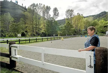  ?? VIRGINIA WOOLF/STUFF ?? Pam Harwood had to cancel a Riding for the Disabled session on Wednesday because a large mountainbi­ke event nearby was a safety risk.