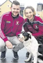  ?? PHOTO: COLIN O’RIORDAN ?? Top dogs: Player James McGivney with his girlfriend Sinead Macken and dog Ted in Mullinalag­hta, Co Longford, yesterday.