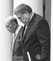  ?? Doug Mills / New York Times ?? Commerce Secretary Wilbur Ross, left, and Attorney General William Barr sought to postpone Wednesday’s House vote on contempt.