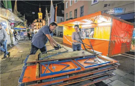  ?? FOTO: THOMAS SIEDLER ?? Die Reichsstäd­ter Tage 2018 sind vorbei. Noch am Sonntagabe­nd wurden die Stände und Bühnen abgebaut. Aalen freut sich auf 2019.