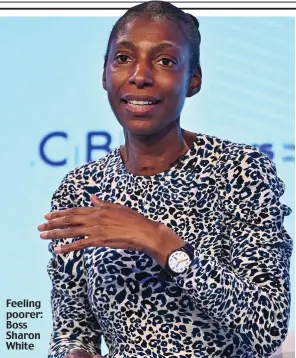  ?? ?? Feeling poorer: Boss Sharon White