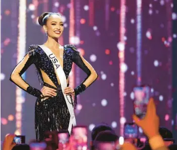  ?? JASON KEMPIN/GETTY ?? Houston native R’Bonney Gabriel, is crowned Miss Universe onstage Jan. 14 in New Orleans.