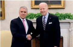  ?? ?? President of Colombia, Iván Duque, greeted by President Biden.