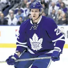  ?? THE CANADIAN PRESS FILES ?? Toronto Maple Leafs’ defenceman Nikita Zaitsev skates during first period NHL hockey Round 1 playoff action against the Washington Capitals, in Toronto in April.