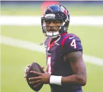  ?? CARMEN MANDATO/GETTY IMAGES FILES ?? Houston Texans QB Deshaun Watson faces 22 claims of sexual assault and inappropri­ate behaviour.