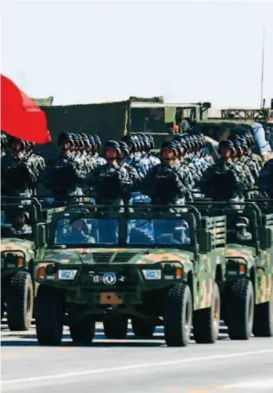  ??  ?? July 30, 2017: Air assault echelons in the military parade at the Zhurihe military training base. by Li Gang/xinhua July 30, 2017: A formation of mobile artillery in the military parade at the Zhurihe military training base. by Fei Maohua/xinhua