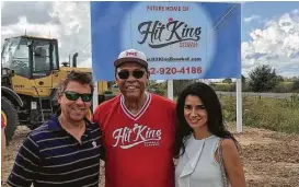  ??  ?? MTSIR’s Maya Fasthoff with her husband, Hank, and MLB Hall of Famer Tony Perez were at the ground-breaking for new baseball academy in Katy.