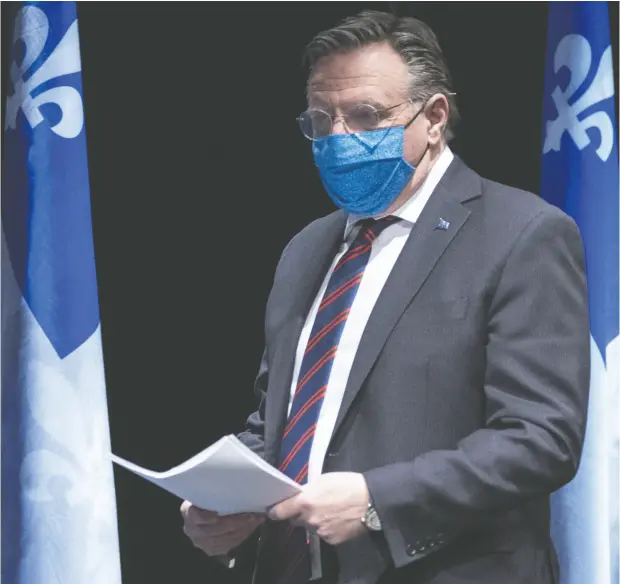  ?? Paul Chiason / THE CANADIAN PRESS ?? Quebec Premier François Legault says he is in Montreal this week to understand why there have been so many COVID-19 infections in the city.