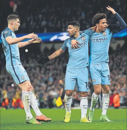  ?? FOTO: GETTY ?? Los futbolista­s del City celebraron por lo alto el triunfo ante el Mónaco