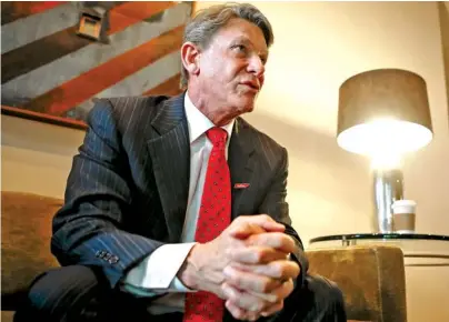  ?? STAFF FILE PHOTO BY C.B. SCHMELTER ?? Gubernator­ial candidate Randy Boyd speaks with the Times Free Press April 27 before the Hamilton County Republican Party’s annual Lincoln Day Dinner at The Chattanoog­an.