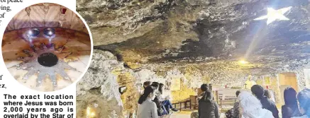  ?? ?? Fr. Dennis Paez celebrates Mass inside the shepherds’ cave in Shepherds’ Field, the place where the first Christmas carols were rendered.