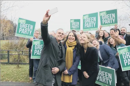  ?? PICTURE: PA. ?? NEW DEAL: From left, Green Party co-leader Jonathan Bartley, deputy leader Amelia Womack and co-leader Sian Berry at yesterday’s launch of the Green Party manifesto.