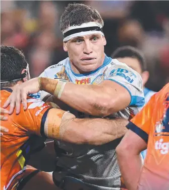  ??  ?? Titans prop Jarrod Wallace is in red-hot form and a chance for Origin. Picture: AAP TRAVIS MEYN