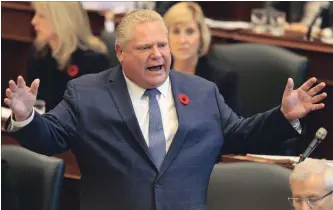  ?? RENE JOHNSTON TORONTO STAR ?? Premier Doug Ford’s deficit amount is at odds with the Liberal government’s number which was different from the amount calculated by Auditor General Bonnie Lysyk.