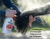  ??  ?? Conditione­r and detangler helps prevent hair breakages