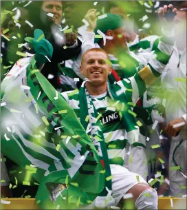  ??  ?? Neil Lennon celebrates during a trophy-laden stint at Celtic