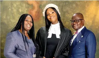  ?? ?? Barrister Deborah Dike ( left) and Arc Emmanuel Dike during the Call to the Bar ceremony of Barrister Deborah Dike at the Nigerian Law School, Abuja